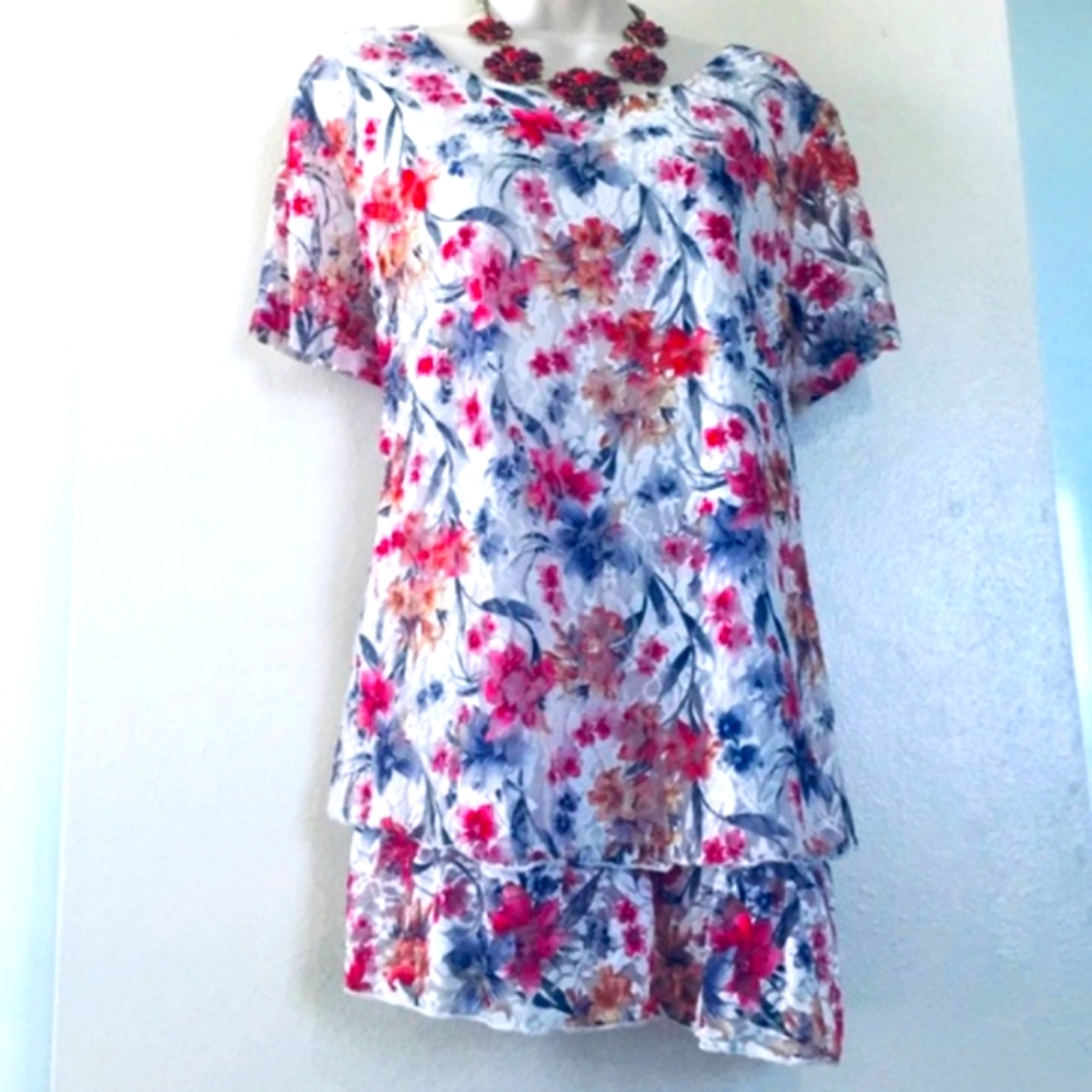 🧚‍♀️🦄EUC XXXL First Choice Lace Floral Blouse💙💖